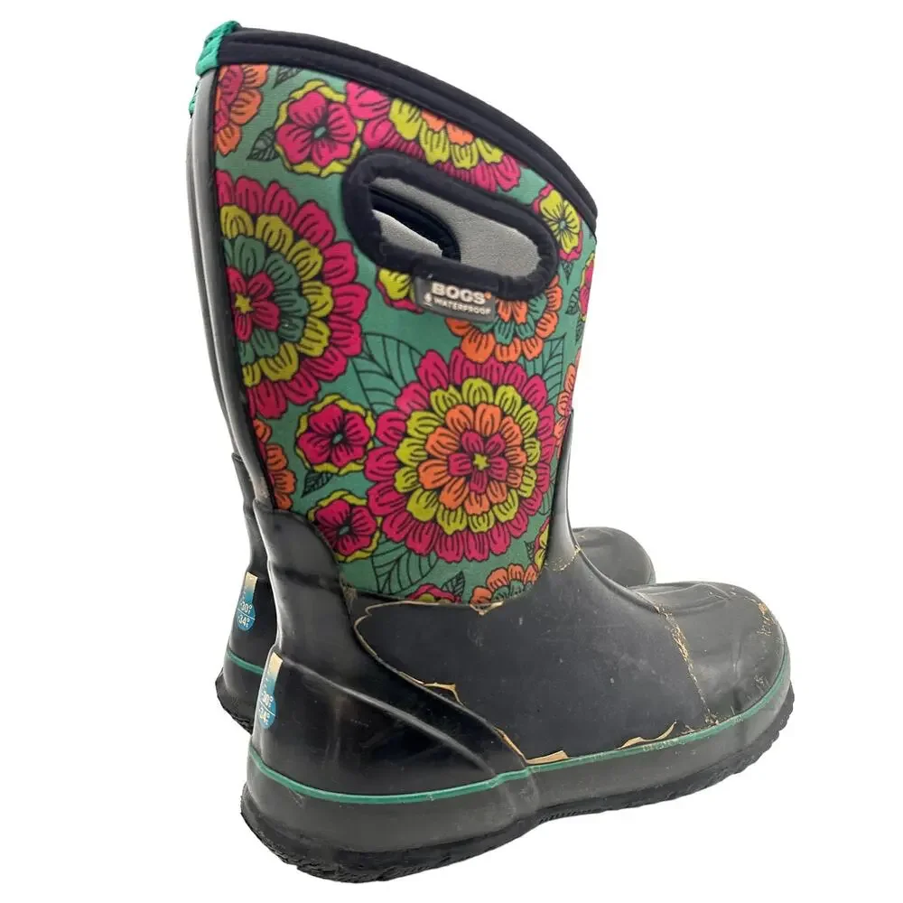 Bogs Youth Girls Sz: 5 Classic Pansies Waterproof Insulated Rubber Rain Boots